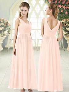 Pink Sleeveless Chiffon Zipper Prom Party Dress for Prom and Party