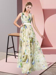 Floor Length Multi-color Dress for Prom Printed Sleeveless Pattern