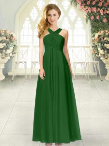 Luxurious Green Sleeveless Ruching Floor Length Prom Dress