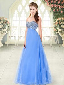 Sumptuous Blue Sweetheart Lace Up Beading Prom Evening Gown Sleeveless