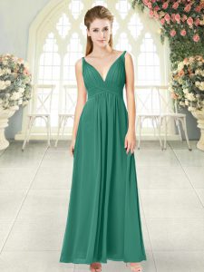 Ankle Length Empire Sleeveless Green Prom Evening Gown Backless