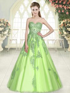 Sweetheart Sleeveless Prom Party Dress Floor Length Appliques Tulle