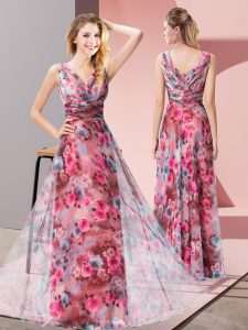 Sexy Multi-color Sleeveless Pattern Floor Length Prom Dress