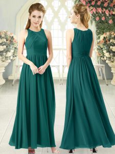 Green Sleeveless Chiffon Zipper Prom Party Dress for Prom and Party