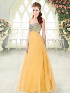 Orange Sweetheart Lace Up Beading Dress for Prom Sleeveless