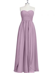 Ruching Prom Dress Purple Zipper Sleeveless Floor Length