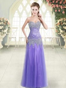 Ideal Tulle Sweetheart Sleeveless Zipper Beading Prom Dress in Lavender