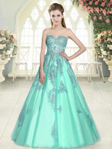 Enchanting Tulle Sleeveless Floor Length Prom Gown and Appliques