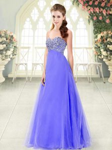 Exquisite Sweetheart Sleeveless Lace Up Prom Gown Lavender Tulle