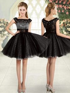 Mini Length A-line Sleeveless Black Homecoming Dress Zipper