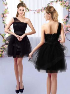 Black Side Zipper Wedding Guest Dresses Lace Sleeveless Mini Length