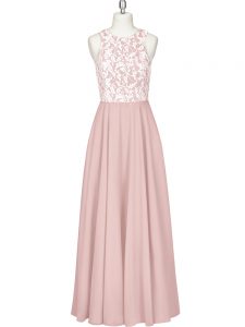 Pink Zipper Scoop Lace and Appliques Homecoming Dress Chiffon Sleeveless