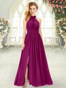 Discount Sleeveless Ankle Length Ruching Zipper Homecoming Dress with Burgundy