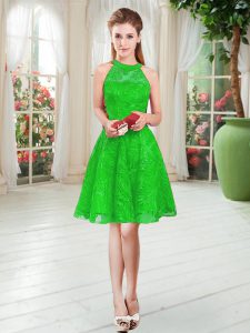 Green Sleeveless Zipper Prom Gown for Prom and Party
