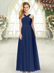 Inexpensive Straps Sleeveless Chiffon Dress for Prom Ruching Zipper