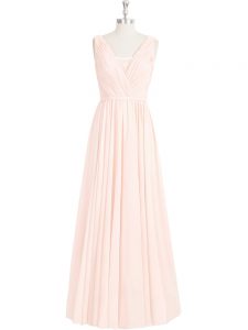 Custom Fit Chiffon Sleeveless Floor Length Prom Dress and Lace