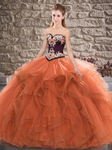 Dramatic Sleeveless Beading and Embroidery Lace Up Quinceanera Gown