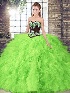 Sweetheart Sleeveless Quinceanera Gown Floor Length Beading and Embroidery Tulle