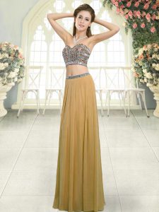 Discount Gold Prom Dress Prom and Party with Beading Sweetheart Sleeveless Backless