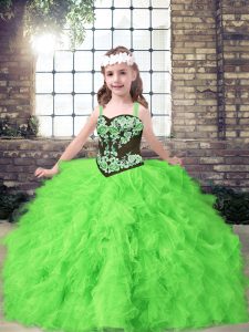 Sleeveless Tulle Lace Up Little Girl Pageant Gowns for Party and Wedding Party