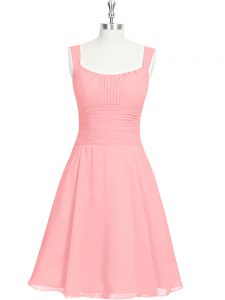 Glittering Pink Dress for Prom Prom and Party with Ruching Straps Sleeveless Zipper