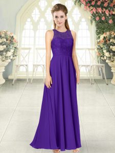 Customized Floor Length Empire Sleeveless Purple Prom Dresses Backless