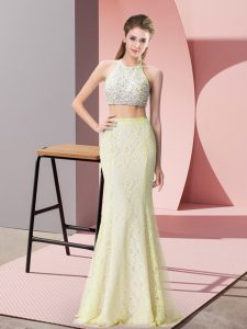 Sleeveless Beading Backless Prom Evening Gown