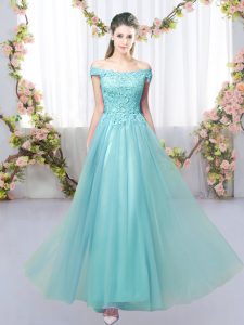 Low Price Off The Shoulder Sleeveless Tulle Dama Dress Lace Lace Up
