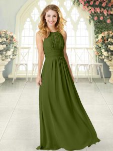 New Style Sleeveless Zipper Floor Length Ruching Prom Party Dress