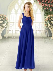 Shining Ankle Length Royal Blue Dress for Prom Straps Sleeveless Zipper