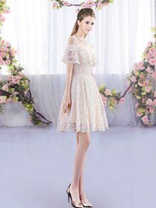 Short Sleeves Mini Length Wedding Party Dress and Lace