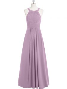 Purple Sleeveless Chiffon Zipper Prom Dress for Prom and Party and Military Ball
