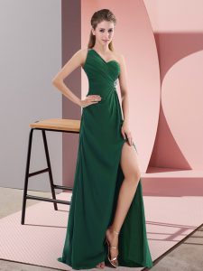 Beauteous Green Empire Beading Dress for Prom Backless Satin Sleeveless
