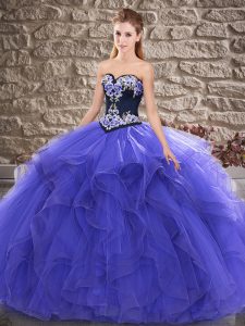 Sleeveless Beading and Embroidery Lace Up Quince Ball Gowns