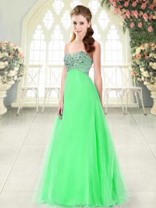 Floor Length A-line Sleeveless Green Dress for Prom Lace Up