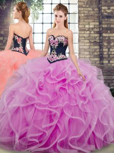 Lilac Quinceanera Dresses Sweetheart Sleeveless Sweep Train Lace Up