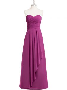 Fuchsia Sweetheart Zipper Ruching Prom Party Dress Sleeveless