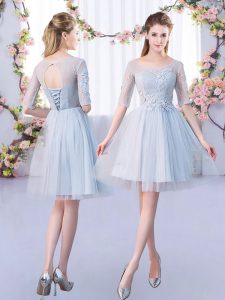 Gorgeous Tulle Half Sleeves Mini Length Wedding Guest Dresses and Lace