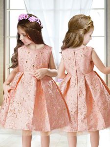 Pink Sleeveless Satin Zipper Little Girls Pageant Gowns for Wedding Party