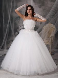 Beautiful Princess Strapless Long Appliqued Wedding Dresses