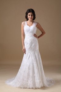 Beautiful Mermaid Sweetheart Best Wedding Dress in Lace Popular in 2013