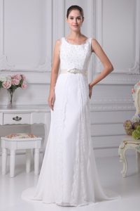 Recommended Scoop Court Train Wedding Reception Dress with Beading