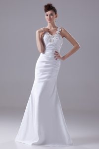 Luxurious Beading Decorated Straps Mermaid Wedding Bridal Gown with Ruching