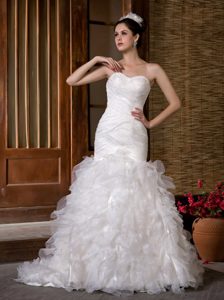 Fashionable Mermaid Sweetheart Ruching Wedding Dresses in and Organza