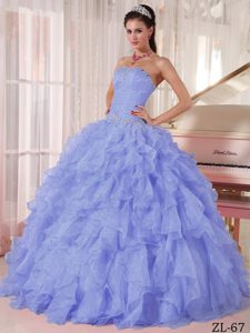 Exclusive Lilac Strapless Quince Dresses to Long in Organza with Beading