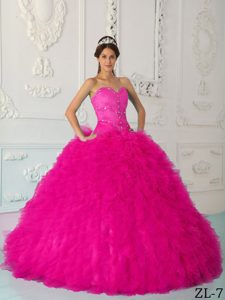Coral Red Pretty Sweetheart Beading Dresses for a Quince and Organza
