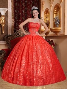 Necessary Red Ball Gown Sweetheart Long Beading Quinceanera Dresses