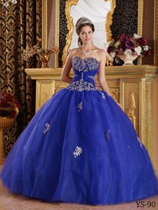 Turn Heads Blue Ball Gown Sweetheart Dresses for Quinceaneras with Appliques