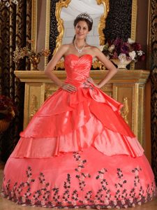 Wholesale Price Watermelon Red Sweetheart Quinceanera Dresses with Appliques