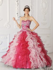 High End Multi-color A-line Sweetheart Beading Sweet Sixteen Dress in Organza